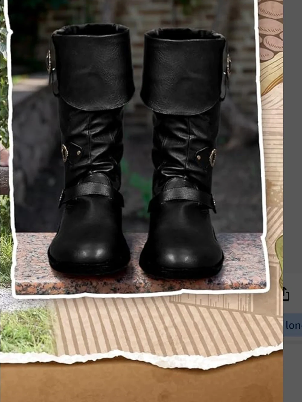 NWOB Cuffbow Men's Medieval Pirate Costume Boots - Black SZ11